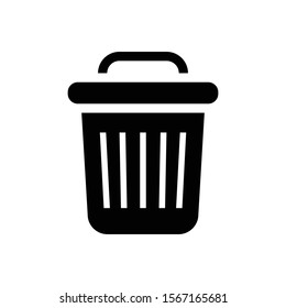 Trash can icon in black color
