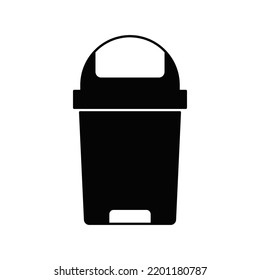 Trash can icon in black flat glyph, filled style isolated on white background