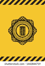 trash can icon black grunge emblem with yellow background. Vector Illustration. Detailed.