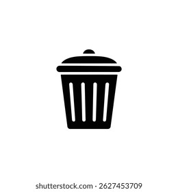 Trash can icon. Black Trash can silhouette icon on white background. Vector illustration
