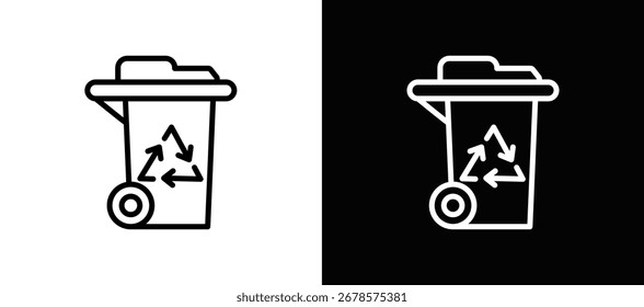 Icono de la papelera en estilo relleno blanco y negro
