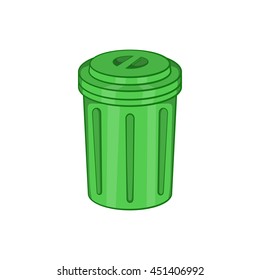 Trash can icon in cartoon style isolated on white background. Garbage symbol