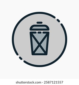 A trash can icon in a circle