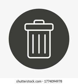 Trash can icon in circle. Dustbin vector symbol. Garbage, rubbish, waste.