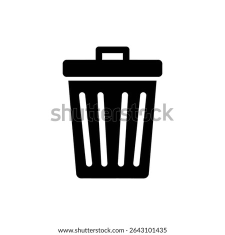 Trash can icon with closed lid for secure waste storage