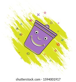 Trash can icon. Comic book style icon with splash effect. flat style. Isolated on white background.
