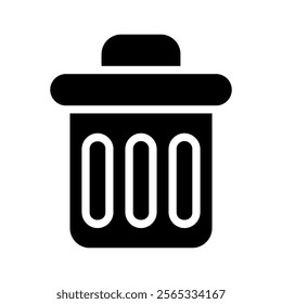 Trash can icon. Concept of waste, disposal, and recycling.