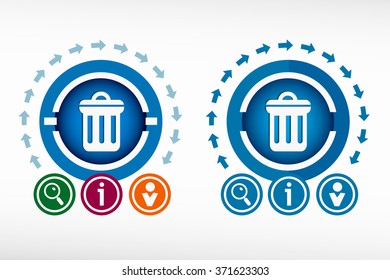 Trash can icon  and creative design elements. Flat design concept.