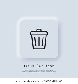 Trash can icon. Delete button. Rubbish basket. Vector EPS 10. UI icon. Neumorphic UI UX white user interface web button. Neumorphism