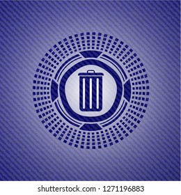 trash can icon with denim texture