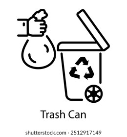 Trash can icon designed in linear style 
