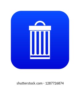 Trash can icon digital blue for any design isolated on white vector illustration