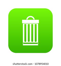 Trash can icon digital green for any design isolated on white vector illustration