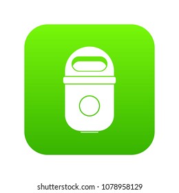 Trash can icon digital green for any design isolated on white vector illustration