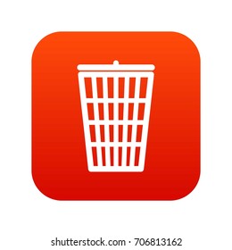 Trash can icon digital red for any design isolated on white vector illustration