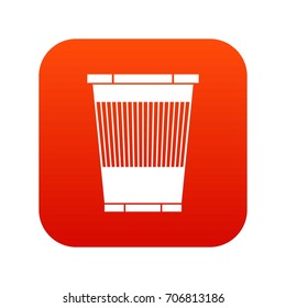 Trash can icon digital red for any design isolated on white vector illustration