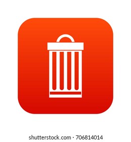 Trash can icon digital red for any design isolated on white vector illustration