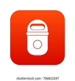 Trash can icon digital red for any design isolated on white vector illustration