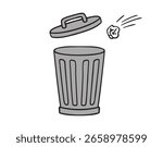 trash can icon doodle hand drawn. colorful cartoon grey line drawing clipart symbol. Vector illustration