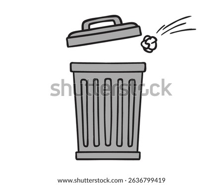 trash can icon doodle hand drawn. colorful cartoon grey line drawing clipart symbol. Vector illustration