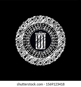 trash can icon drawn with chalkboard texture