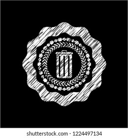 trash can icon drawn on blackboard