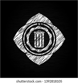 trash can icon drawn on blackboard