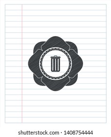 trash can icon drawn in pencil. Vector Illustration. Detailed.