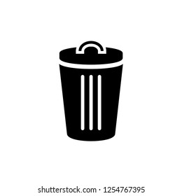 Trash Can Icon. Dustbin Vector Illustration. Garbage Basket Sign & Symbol. Delete Logo Template. EPS 10.