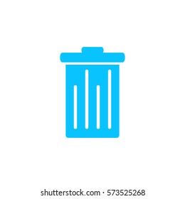 Trash can icon flat. Blue pictogram on white background. Vector illustration symbol