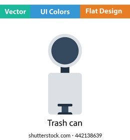 Trash can icon. Flat color design. Vector illustration.