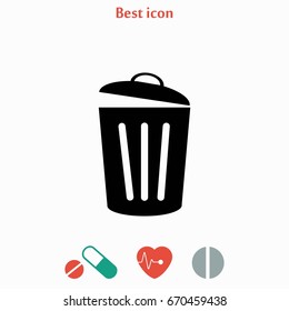 Trash can icon, flat design best vector icon