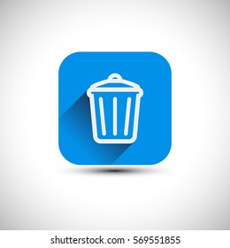 Trash can Icon. Flat garbage can Vector Icon. Flat recycling Icon. Vector Illustration.