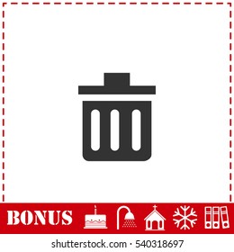 Trash can icon flat. Simple vector symbol and bonus icon