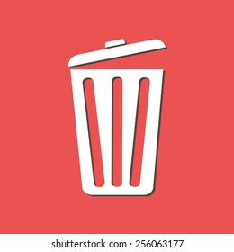 Trash can icon. Flat style. 