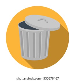 Trash can icon in flat style isolated on white background. Trash and garbage symbol vector illustration.