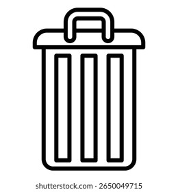 trash can icon flat thin outline art logo