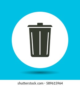 Trash can icon. Flat vector illustration in black on white background.