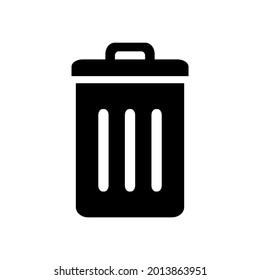 Icono de la barra diagonal. Basura con vector de tapa. Borrar ilustración de símbolo