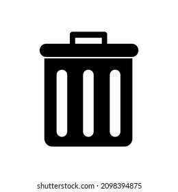 Trash can icon. Garbage bin. Line sign. Isolated object. Outline symbol. Hand drawn art. Vector illustration. Stock image. 