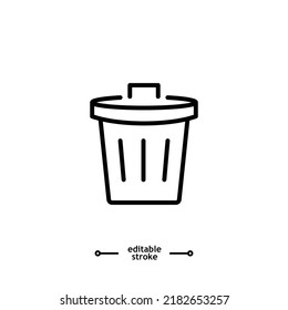 Trash Can Icon, garbage, clean Recycle bin icons button, vector, sign, symbol, logo, illustration, editable stroke, flat design style isolated on white linear pictogram