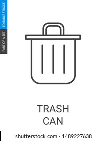 Trash can icon. Garbage symbol vector. Ecology concept. Disposal refuse bin. Trashcan basket empty bucket. Vector illustration with flat outline style.