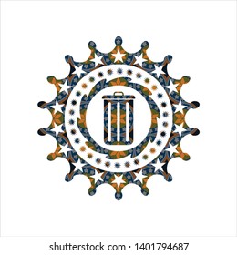 trash can icon inside arabesque emblem. arabic decoration.