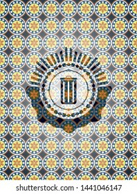 trash can icon inside arabesque badge background. arabic decoration.