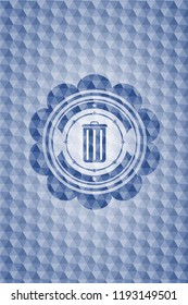 trash can icon inside blue hexagon emblem.