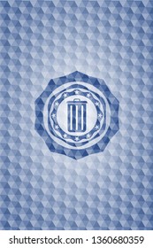 trash can icon inside blue hexagon emblem.