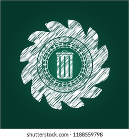 trash can icon inside chalk emblem