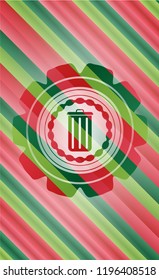 trash can icon inside christmas style badge..