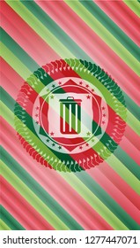 trash can icon inside christmas emblem.