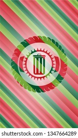 trash can icon inside christmas colors style badge.
